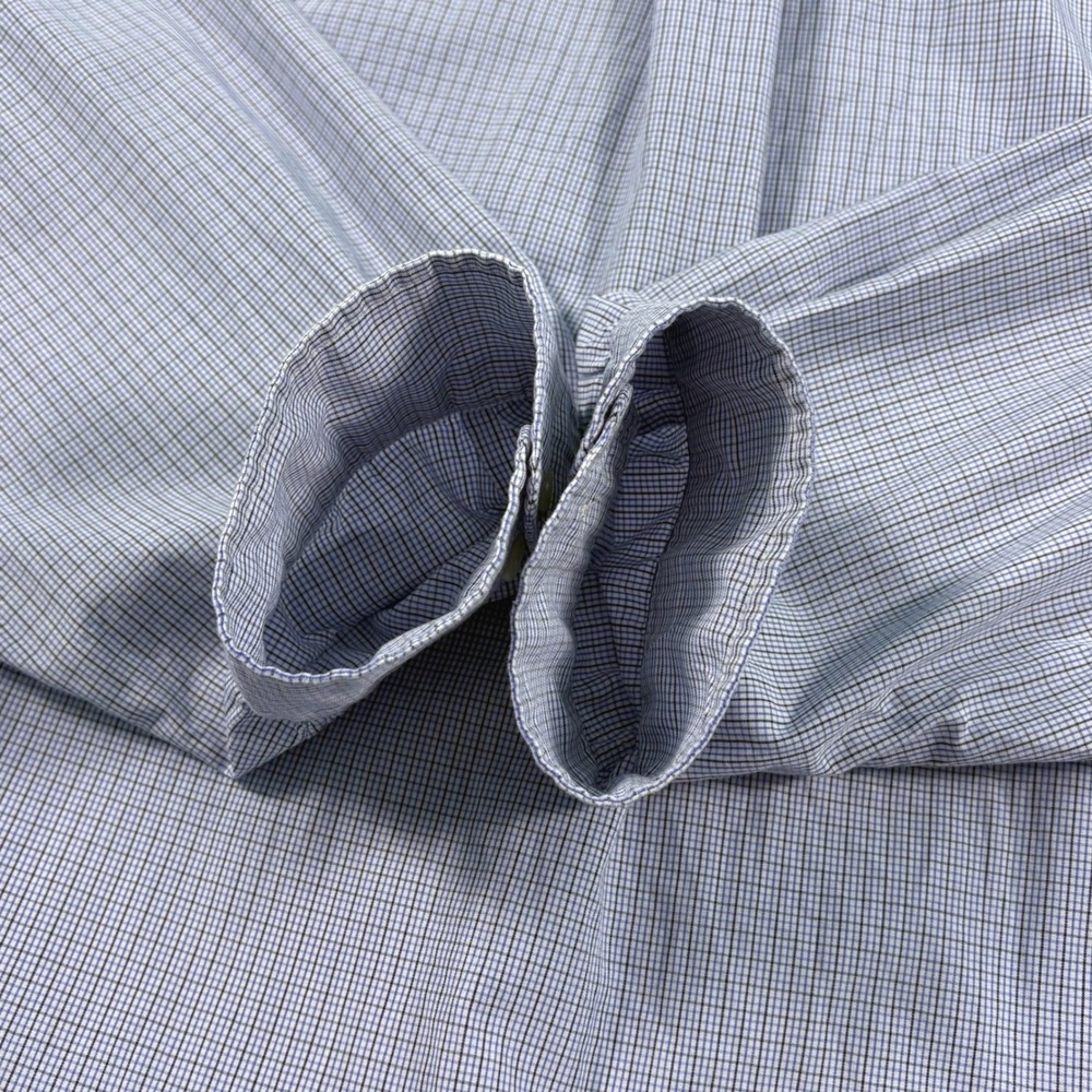 Ralph Lauren Yarmouth Mens 18 36/37 Blue White Micro Check Cotton Shirt Long Slv - Picture 8 of 14